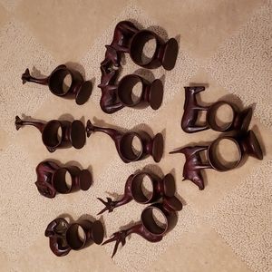 11 Vintage Carved Wooden Napkin Rings